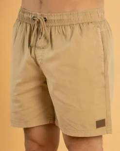 Lucid Active Elastic Waist Shorts Stone Outlet
