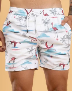 Skylark Alcove Elastic Waist Board Shorts White Discount