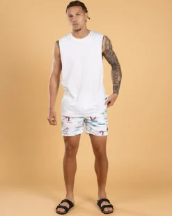 Skylark Alcove Elastic Waist Board Shorts White Discount