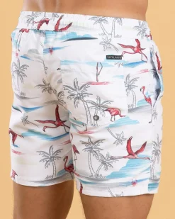 Skylark Alcove Elastic Waist Board Shorts White Discount