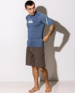 Quiksilver All Time Short Sleeve Rash Vest China Blue Best