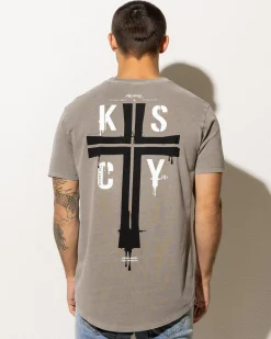 Kiss Chacey Alpha Dual Curved T-Shirt Pigment Elephant Grey Clearance