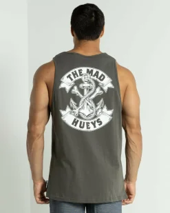 The Mad Hueys Anchor Bones Singlet Charcoal/white Outlet
