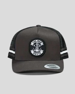 The Mad Hueys Anchor Bones Twill Trucker Cap Charcoal