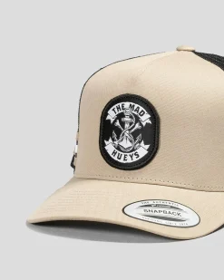 The Mad Hueys Anchor Bones Twill Trucker Cap Tan New