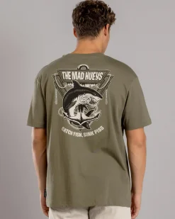 The Mad Hueys Anchor Shark T-Shirt Olive Sale
