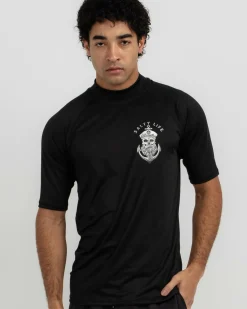 Salty Life Anchors Short Sleeve Rash Vest Black Hot