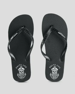 Salty Life Anchors Thongs Black/white