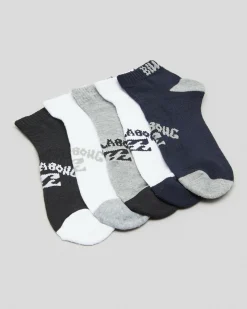 Billabong Ankle Socks 5 Pack Multi Clearance