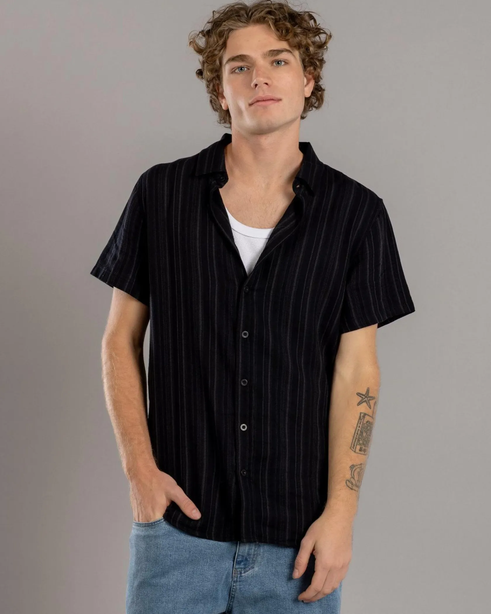 Dexter Archangel Short Sleeve Shirt Black Discount