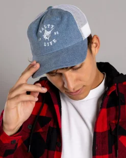Salty Life Barnacle Trucker Cap Washed Blue Denim Discount