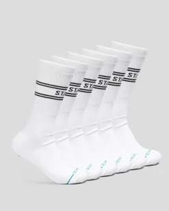 Stance Basic Crew Socks 6 Pack White Clearance