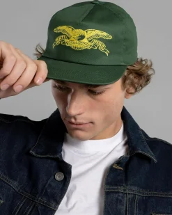 Antihero Basic Eagle Snapback Cap Dark Green/yellow Best