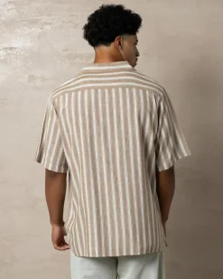 RVCA Beat Stripe Vintage Short Sleeve Shirt Ermine Hot