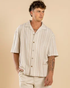Rhythm Benny Relaxed Short Sleeve Shirt Cream Outlet