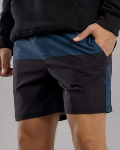 Sparta Bicolour Elastic Waist Shorts Black/deep Blue Online