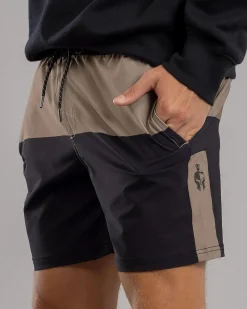 Sparta Bicolour Elastic Waist Shorts Black/sand Sale