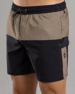 Sparta Bicolour Elastic Waist Shorts Black/sand Sale