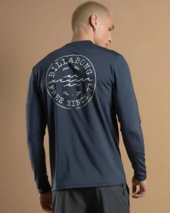 Billabong Big Wave Daz Long Sleeve Rash Vest Dusty Navy Outlet