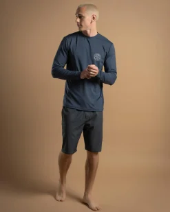 Billabong Big Wave Daz Long Sleeve Rash Vest Dusty Navy Outlet