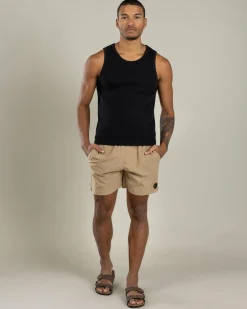 Skylark Bind Elastic Waist Shorts Tan Sale