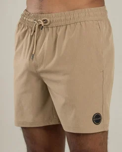 Skylark Bind Elastic Waist Shorts Tan Sale