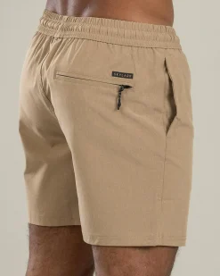 Skylark Bind Elastic Waist Shorts Tan Sale