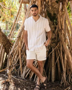 Skylark Bliss Short Sleeve Shirt Off White/tan Clearance
