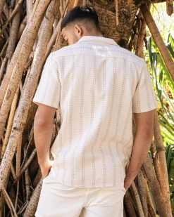 Skylark Bliss Short Sleeve Shirt Off White/tan Clearance