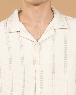 Skylark Bliss Short Sleeve Shirt Off White/tan Clearance