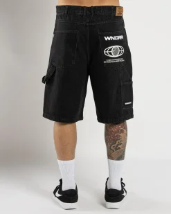 Wndrr Booster Denim Shorts Washed Black Outlet