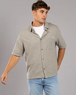 Lee Boxcutter Short Sve Shirt Ecru Check Sale