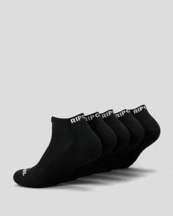 Rip Curl Brand Ankle Socks 5 Pack Black Best