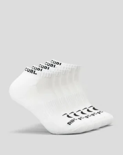 Rip Curl Brand Ankle Socks 5 Pack White New