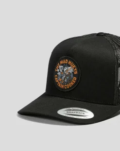 The Mad Hueys Captain Cooked Twill Trucker Cap Black Discount