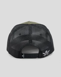 The Mad Hueys Captain Ship Faced Trucker Cap Olive Outlet