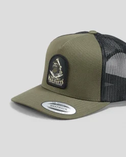 The Mad Hueys Captain Ship Faced Trucker Cap Olive Outlet