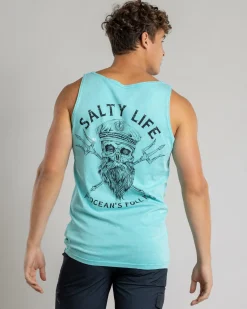 Salty Life Captain's Curse Singlet Lt Blue Acid Hot