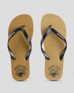 Salty Life Catching Bait Thongs Tan/black New