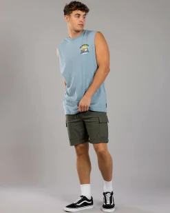 The Mad Hueys Caught Fk All Island Muscle Tank Steel Blue