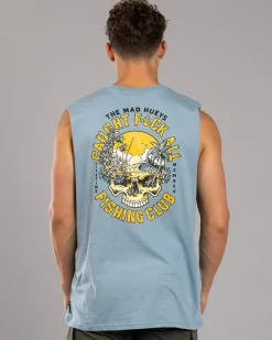 The Mad Hueys Caught Fk All Island Muscle Tank Steel Blue