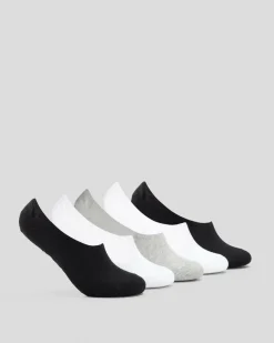 Lucid Certain Invisible Socks 5 Pack White/black/grey Clearance