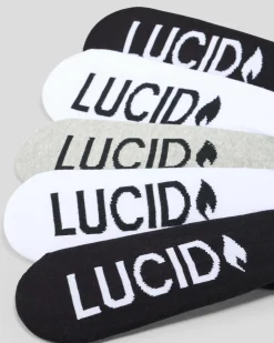 Lucid Certain Invisible Socks 5 Pack White/black/grey Clearance