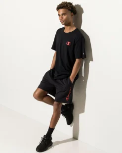 Champion Puff Script Jersey Shorts Black Outlet