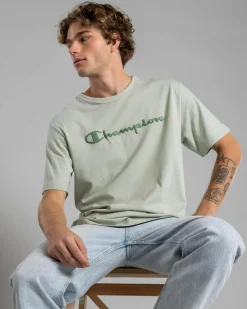 Champion Puff Script T-Shirt Clever Sage Discount