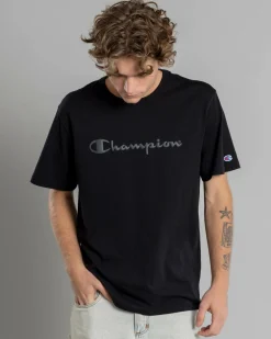 Champion Puff Script T-Shirt Black Clearance