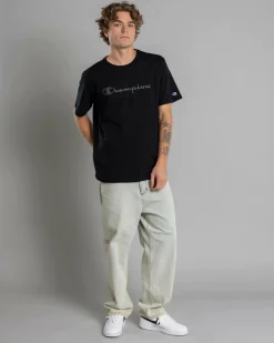 Champion Puff Script T-Shirt Black Clearance