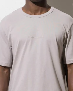 Champion Script Tonal T-Shirt Pearl Oyster Discount