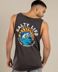 Salty Life Chasing Bait Singlet Charcoal Clearance