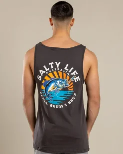 Salty Life Chasing Bait Singlet Charcoal Clearance